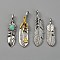 Alloy Big Pendants, with Synthetic Turquoise, Feather, Antique Silver & Antique Golden, 48~63x14~16x7~8mm, Hole: 7.5x4.5mm, 4pcs/set