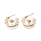 Ion Plating(IP) Brass Wheel Shape Stud Earrings, Half Hoop Earrings for Women, Nickel Free, Real 18K Gold Plated, 23x22x6mm, Pin: 0.7mm