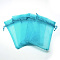 Organza Bags, High Dense, Rectangle, Deep Sky Blue, 9x7cm