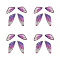 Transparent Resin Crystal AB Rhinestone Pendants Set, with Glitter Powder, Wing, Medium Purple, 29.5~49.5x12.5~17x2.5mm, Hole: 1mm, 4pcs/set