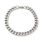 Non-Tarnish 201 Stainless Steel Cuban Link Chain Bracelets for Women and Men, Stainless Steel Color, 8-7/8 inch(22.5cm)