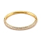 Brass Micro Pave Cubic Zirconia Bangles, Long-Lasting Plated, Real 18K Gold Plated, Inner Diameter: 1-7/8x2-1/4 inch(4.8x5.7cm)