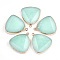 Electroplate Natural  Amazonite Pendants, with Iron Findings, Faceted, Triangle, Golden, 34x30x7mm, Hole: 1.8mm