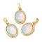 Rack Plating Brass with Synthetic Opal Pendants, Oval, Champagne Yellow, 15x11x5mm, Hole: 5mm