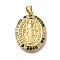 Rack Plating Brass Micro Pave Clear Cubic Zirconia Pendants, Long-Lasting Plated, Cadmium Free & Lead Free, Virgin Mary Charms, Real 18K Gold Plated, Oval, 24.5x18.5x2.5mm, Hole: 3x4mm