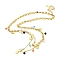 Ion Plating(IP) 201 Stainless Steel & Plastic Double Layer Tassel Necklaces, Colorful, Golden, 15.94 inch(40.5cm)