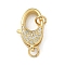 Brass Micro Pave Cubic Zirconia Lobster Claw Clasps, Real 18K Gold Plated, Oval, 20x11.5x5.5mm, Hole: 3.5mm