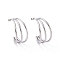 Non-Tarnish 304 Stainless Steel C-shape Stud Earrings, Chunky Half Hoop Earrings for Women, Stainless Steel Color, 31x28.5x15mm, Pin: 0.8mm