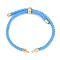 Adjustable Nylon Cotton Cord Making, with Rack Plating Brass Findings, Golden, Dodger Blue, 4-3/4~8-7/8 inch(12~22.5cm), 3mm, Hole: 2mm