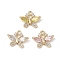 Brass Pendants, with Cubic Zirconia and Glass, Butterfly Charms, Real 18K Gold Plated, 11x13.5x4mm, Hole: 1.4mm