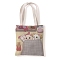 Cat Pattern Canvas Women's Tote Bags, Shoulder Bags for Shopping, Rectangle, Lemon Chiffon, 37x33cm