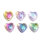 Glass Rhinestone Cabochons, Flat Back & Back Plated, Faceted, Heart, Mixed Color, 8x8x4mm