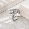Fashionable Brass Inlaid Rhinestones Teardrop Cuff Open Ring for Women's Vacation Wedding FD7875-2-1
