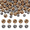 Biyun 100Pcs 2 Patterns Printed Natural Wooden Beads WOOD-BY0001-01-1