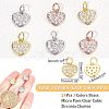 Nbeads 24Pcs 3 Colors Brass Micro Pave Clear Cubic Zirconia Charms KK-NB0001-41-5