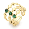 Ion Plating(IP) 304 Stainless Steel Synthetic Malachite Cuff Rings G-Z056-05G-04-1