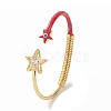 Enamel Star with Evil Eye Open Cuff Bangle with Clear Cubic Zirconia BJEW-F449-01G-3