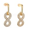 Brass Micro Pave Clear Cubic Zirconia Dangle Stud Earrings EJEW-F256-02G-1