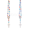 DICOSMETIC 2Pcs 2 Colors Alloy Rhinestone Cross Charm Bracleet with Colorful Resin Evil Eye Beaded Chains BJEW-DC0001-07-1