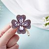 Cubic Zirconia Clover Brooch Pin JBR105D-4