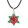 3Pcs 3 Styles Natural Carnelian(Dyed & Heated) & Dyed Malaysia Jade & Rose Quartz & Glass Snowflake Pendant Necklaces NJEW-JN05054-3