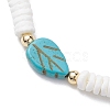 Natutal White Sea Shell Disc Beaded Stretch Bracelets BJEW-JB10551-01-3