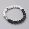 Natural Lava Rock Beads and Natural Howlite Beads Stretch Bracelets BJEW-JB03851-02-1