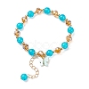 Round Glass Beaded Stretch Bracelet with Alloy Butterfly Charm for Women BJEW-JB08232-5