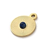 Real 14K Gold Plated 304 Stainless Steel Pave Natural Sodalite Pendants STAS-R005-05G-02-2