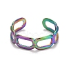 Rainbow Color Ion Plating(IP) 304 Stainless Steel Oval Wrap Open Cuff Ring for Women RJEW-A005-21MC-1
