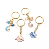 4Pcs Moon Star Planet Enamel Pendant Keychain KEYC-JKC00384-1