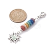 Sun Alloy & Cat Eye Pendant Decoration HJEW-JM01593-01-3