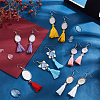   6Sets 6 Style Glass with Tassel Dangle Earrings EJEW-PH0001-10-4
