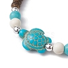 Starfish & Tortoise Synthetic Turquoise Braided Bead Bracelet BJEW-JB09967-02-3