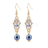 Crystal Rhinestone Dangle Earrings with Enamel Evil Eye EJEW-JE05012-3