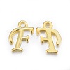 Golden Plated Alloy Letter Pendants X-PALLOY-J718-01G-F-1