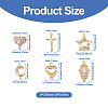 12Pcs 6 Styles Brass Micro Pave Clear Cubic Zirconia Connector Charms KK-TA0001-14-4