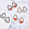 FIBLOOM 4 Pairs 4 Styles Sport Theme Wood Heart Dangle Earrings for Women EJEW-FI0001-55-5