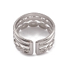 Non-Tarnish 304 Stainless Steel Triple Line Cuff Rings for Women RJEW-G285-15P-3