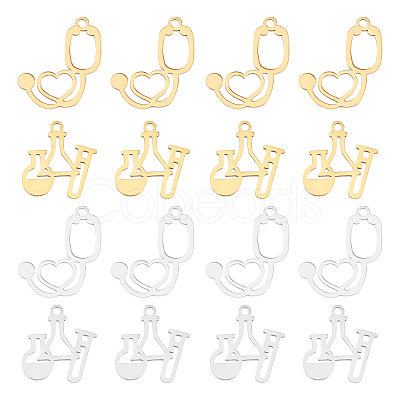 DICOSMETIC 16Pcs 4 Style 201 Stainless Steel Charms STAS-DC0006-17-1