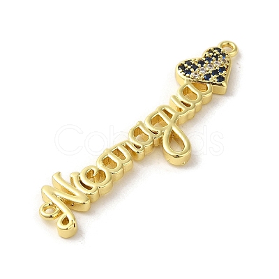 Rack Plating Brass Micro Pave Cubic Zirconia Connector Charms KK-C053-09G-1