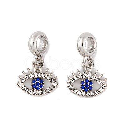 Rack Plating Alloy Crystal & Capri Blue Rhinestone European Dangle Charms FIND-C055-17P-1