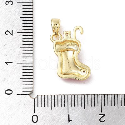 Christmas Theme Brass Micro Pave Cubic Zirconia Pendants KK-F877-31G-01-1