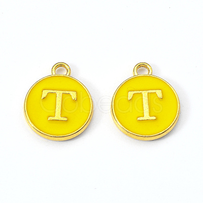 Golden Plated Alloy Enamel Charms X-ENAM-S118-09T-1