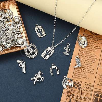 90Pcs 9 Style Tibetan Style Alloy Pendants TIBEP-SZ0001-13-1