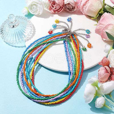 8Pcs 8 Color Glass Seed Beaded Necklaces Set NJEW-JN04636-1