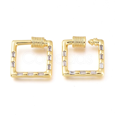 Brass Micro Pave Cubic Zirconia Screw Carabiner Lock Charms KK-M206-20G-01-1