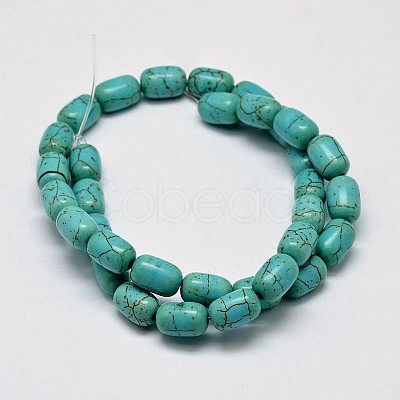 Dyed Barrel Synthetic Turquoise Beads Strands G-M142-05-1