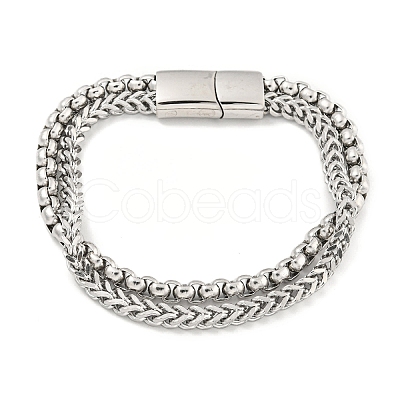 Tarnish Resistant 201 Stainless Steel Multi-Strand Chains Bracelets BJEW-F473-05P-03-1