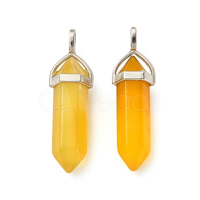 2Pcs Natural Agate Dyed Double Terminated Pointed Pendants G-YW0002-05D-1